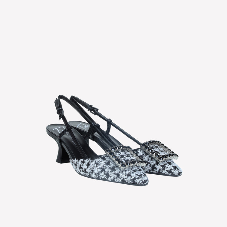 Roberto Festa slingback in poule nero e accessorio strass stefy Acquista Ora