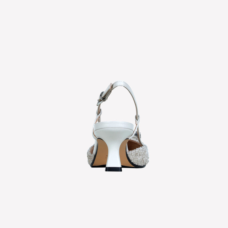 Roberto Festa slingback in boucle cream e accessorio strass stefy Consegna Veloce
