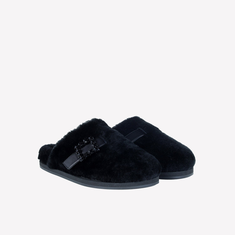 Roberto Festa MULES IN MONTONE NERO CON FIBBIA CRISTALLI MARCUS Shopping Online