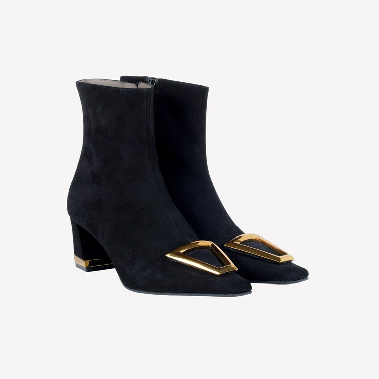 Roberto Festa ANKLE BOOT IN CAMOSCIO CON DETTAGLIO METALLICO COLOR ORO AMBRATO RISAS Offerta