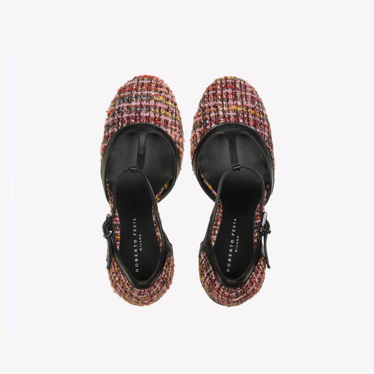 Roberto Festa DÉCOLLETÉ T-STRAP IN BOUCLÉ MULTICOLOR OLIMPYA Vendita