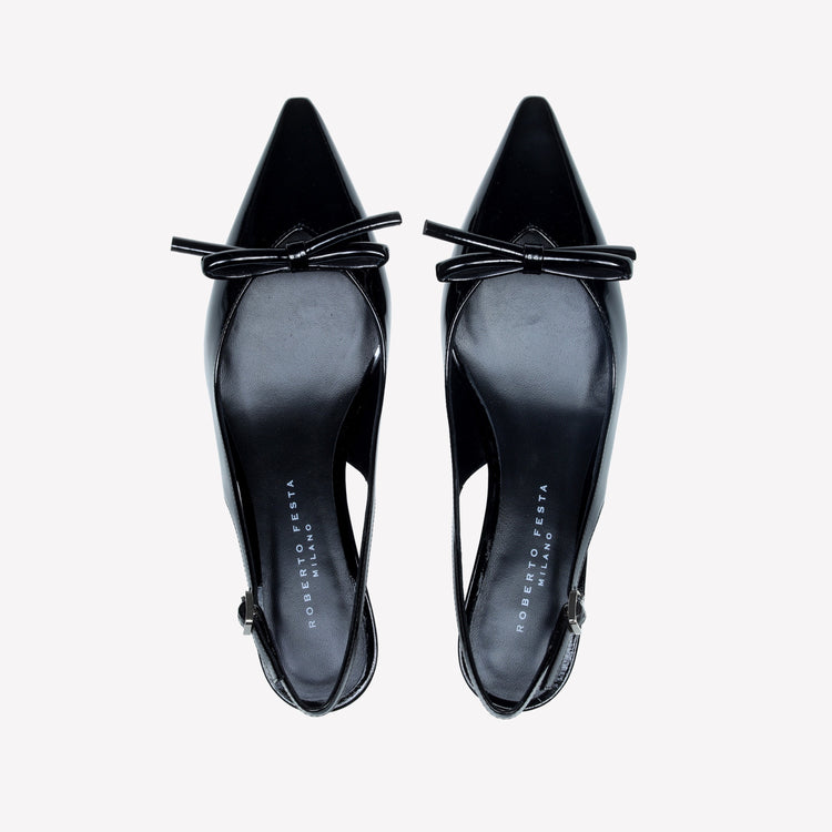 Roberto Festa SLINGBACK IN VERNICE NERA CON FIOCCHETTO SENYA Pezzi Unici