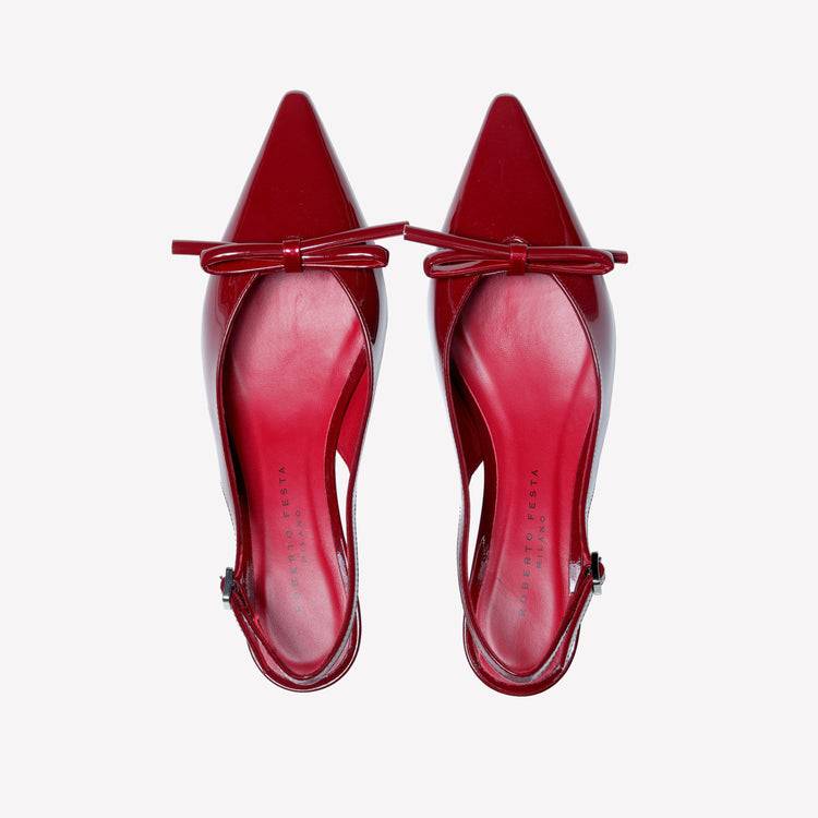 Roberto Festa SLINGBACK IN VERNICE ROSSA CON FIOCCHETTO SENYA Soddisfazione Garantita