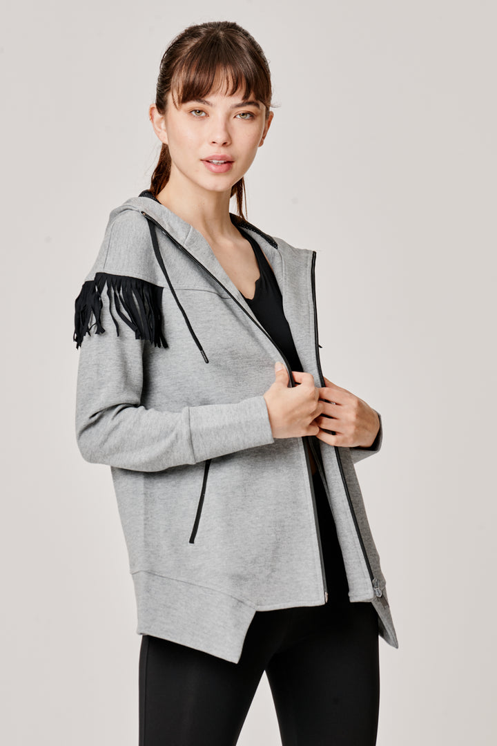 Sàpopa Kiwi Grey Fringe Sweatshirt Vendita