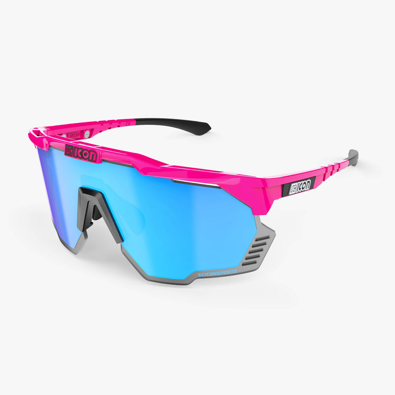 Scicon Aeroshade Kunken Occhiali Ciclismo Rosa Fluo/Blu Novità