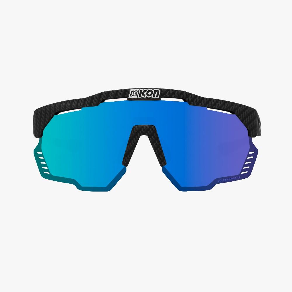Scicon Aeroshade Kunken Occhiali Ciclismo Carbon Opaco/Blu Pezzi Unici