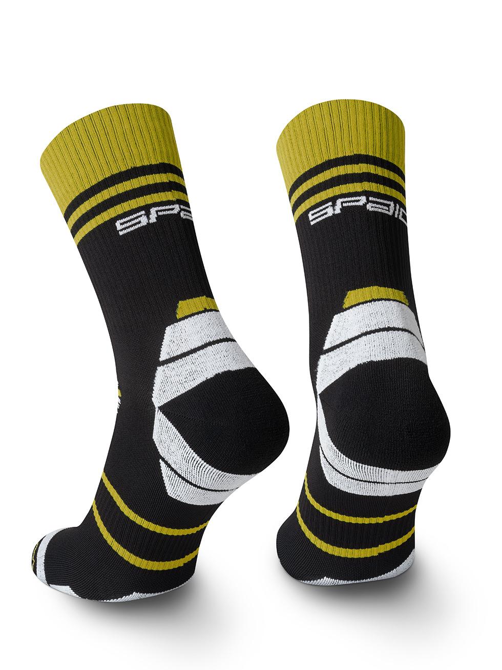 Spaio SPAIO CALZINI DA CORSA POWERFUL BLACK/WHITE/YELLOW Soddisfazione Garantita