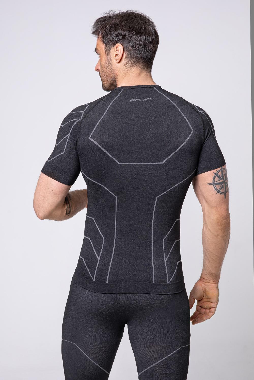 Spaio MAGLIETTA DA UOMO MC "RAPID" NERO/GRIGIO Nuovo