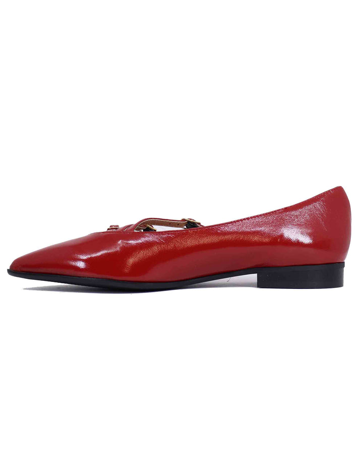 Spatarella Ballerine donna in pelle rossa con doppio cinturino Negozi Online