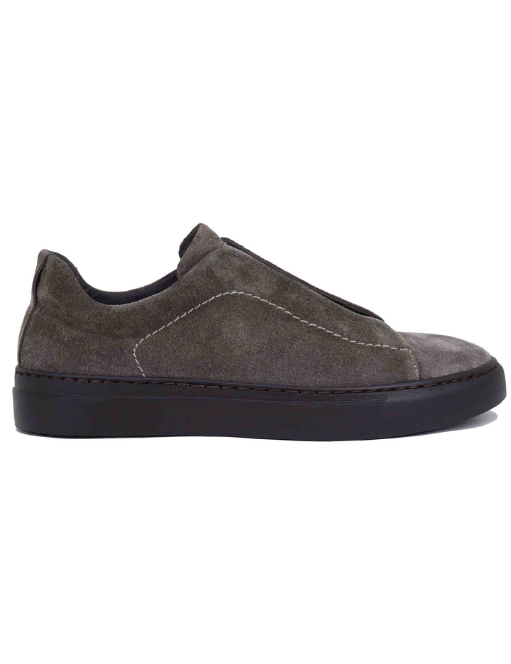 Spatarella Sneakers uomo in camoscio grigio con elastici Consegna Veloce