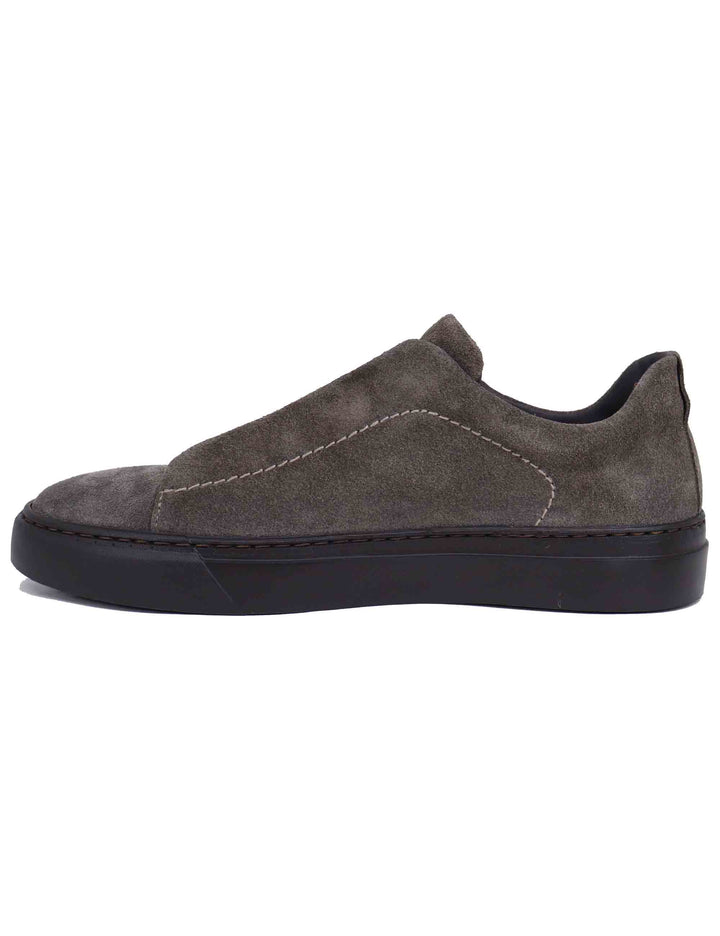 Spatarella Sneakers uomo in camoscio grigio con elastici Consegna Veloce