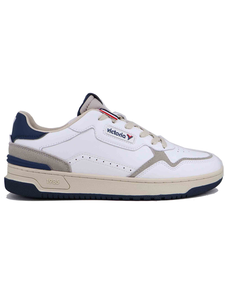 Spatarella Sneakers uomo in pelle bianca con riporti blu Promozione Limitata