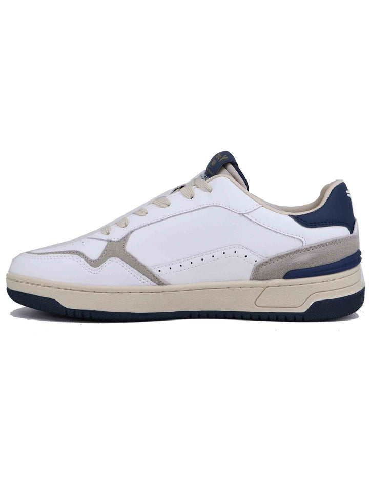 Spatarella Sneakers uomo in pelle bianca con riporti blu Promozione Limitata