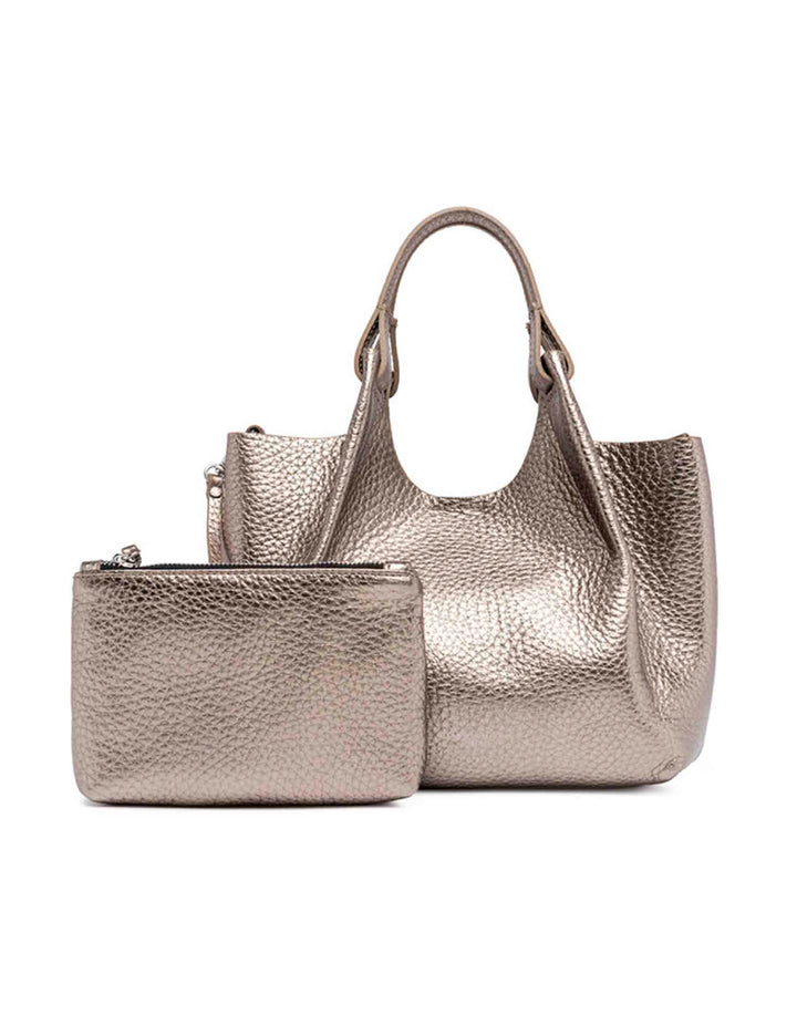 Spatarella Borsa donna mini Dua in pelle argento Shopping Online