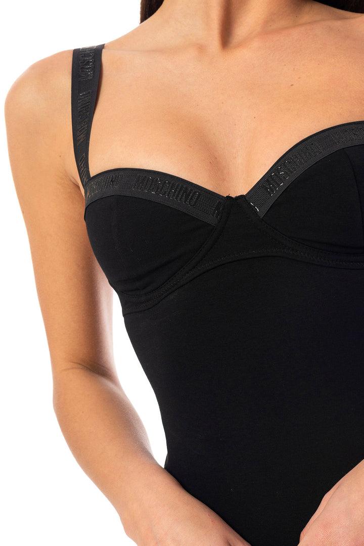 Spatarella Body donna in jersey cotone nero Hotsell