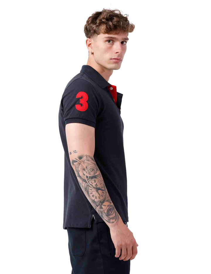 Spatarella Polo uomo in cotone blu Spedizione Gratuita