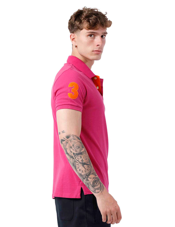 Spatarella Polo uomo in cotone fuxia Soddisfazione Garantita