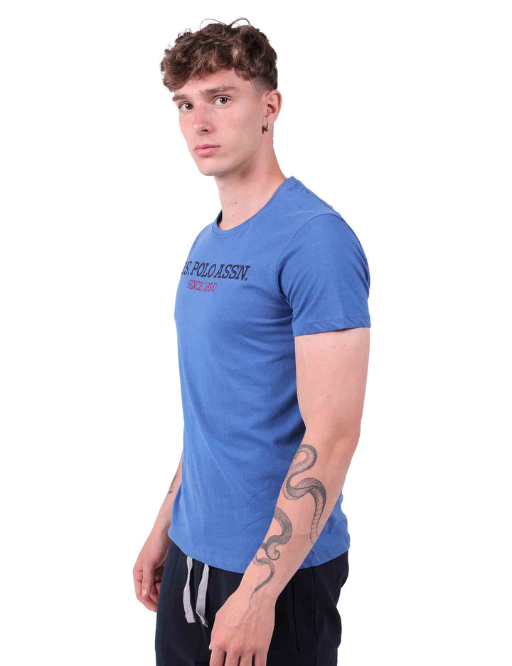 Spatarella T-Shirt uomo in cotone celeste con stampa Consegna Veloce
