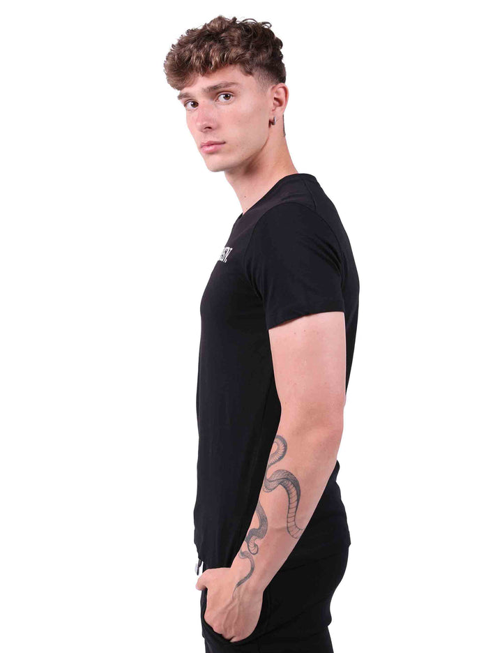 Spatarella T-Shirt uomo in cotone nero con stampa Fino Al -60%