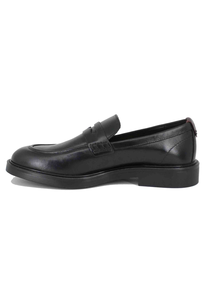 Spatarella Mocassini uomo in pelle nera con suola in gomma Presa