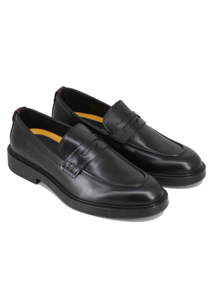 Spatarella Mocassini uomo in pelle nera con suola in gomma Presa