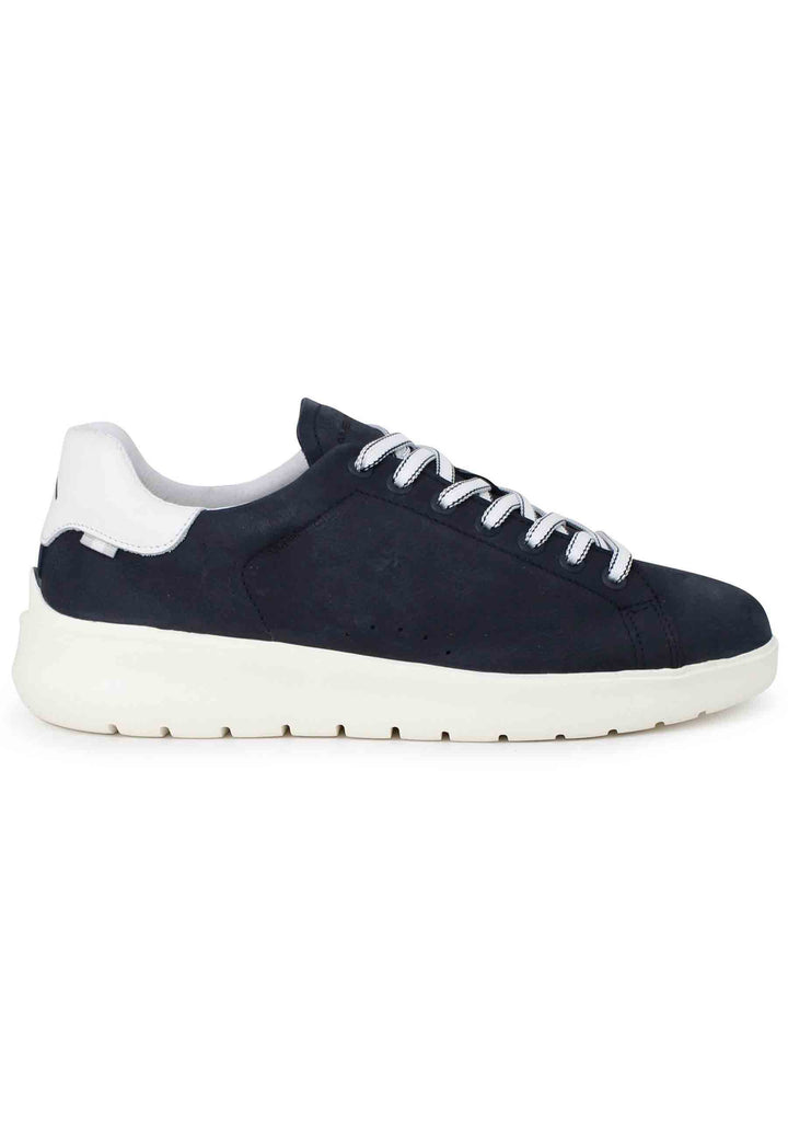 Spatarella Sneakers uomo Hover in nabuk blu con suola alta in gomma Sconto