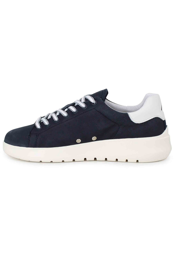 Spatarella Sneakers uomo Hover in nabuk blu con suola alta in gomma Sconto