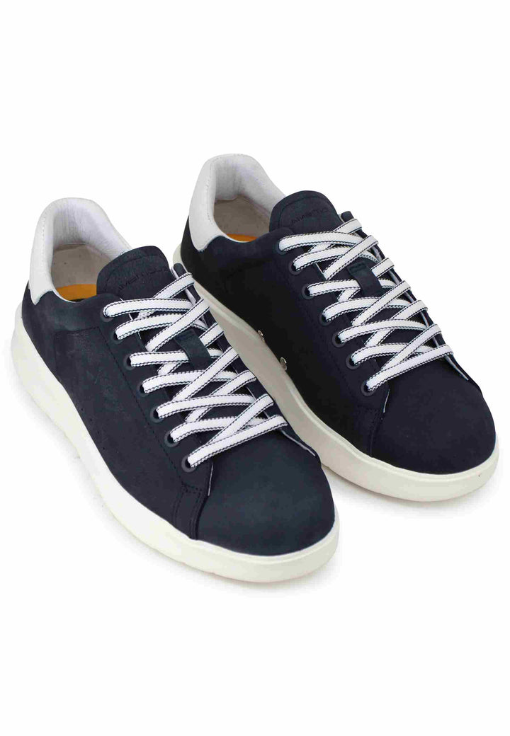 Spatarella Sneakers uomo Hover in nabuk blu con suola alta in gomma Sconto