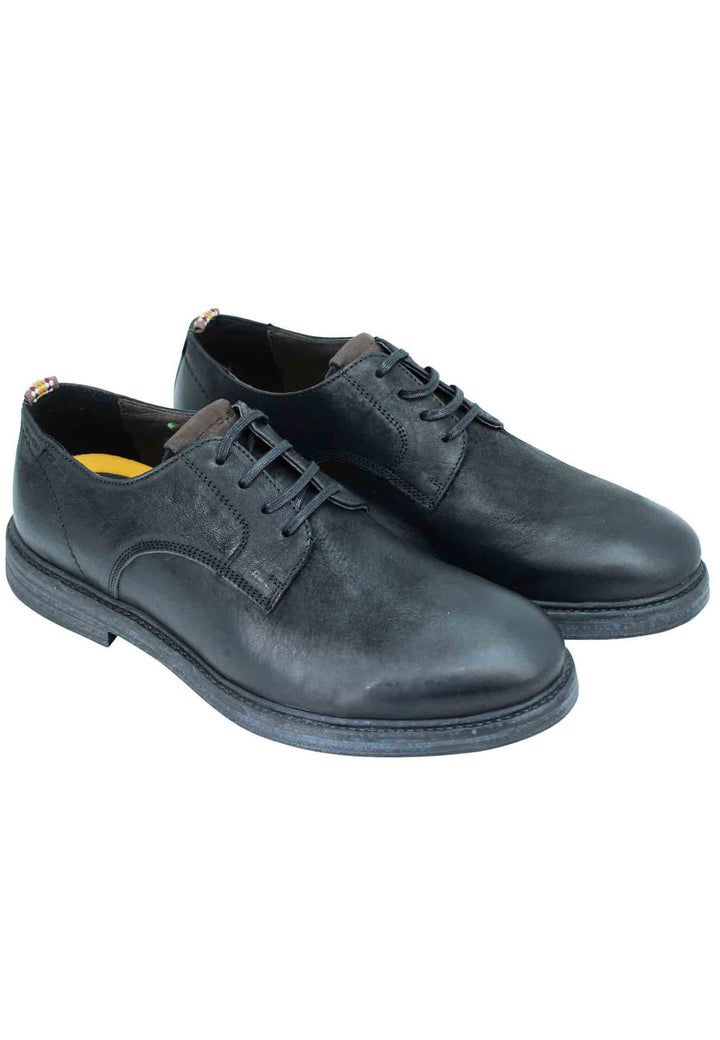 Spatarella Stringata uomo in pelle nera suola in gomma e sottopiede memory foam Hotsell