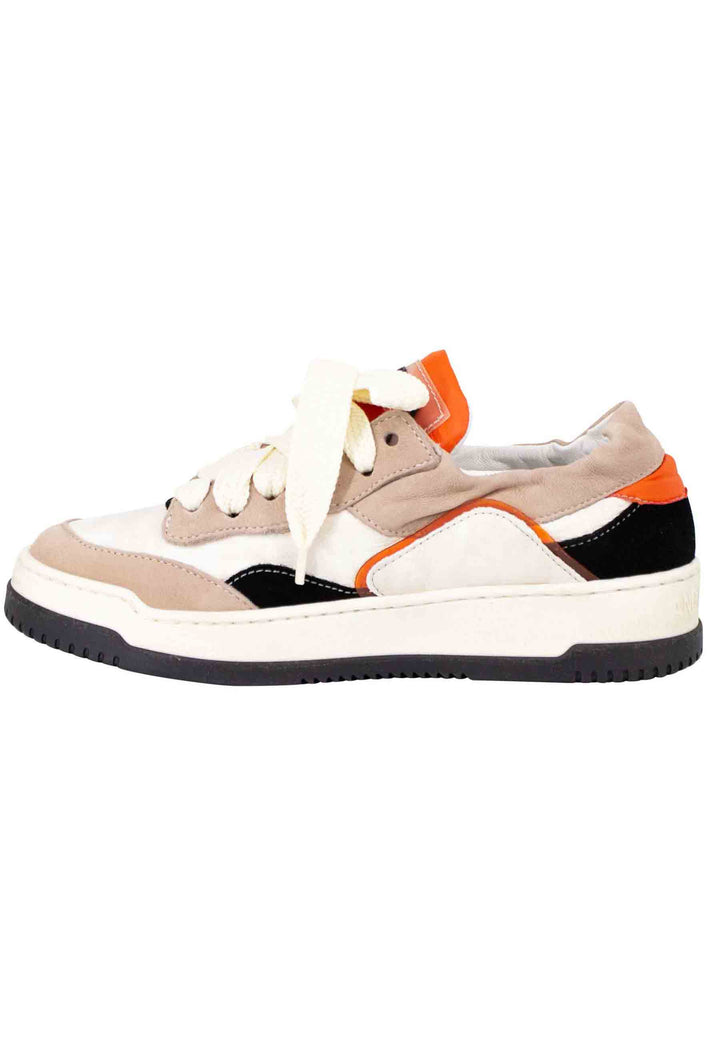 Spatarella Sneakers donna in pelle beige e taupe con fondo gomma I Più Venduti