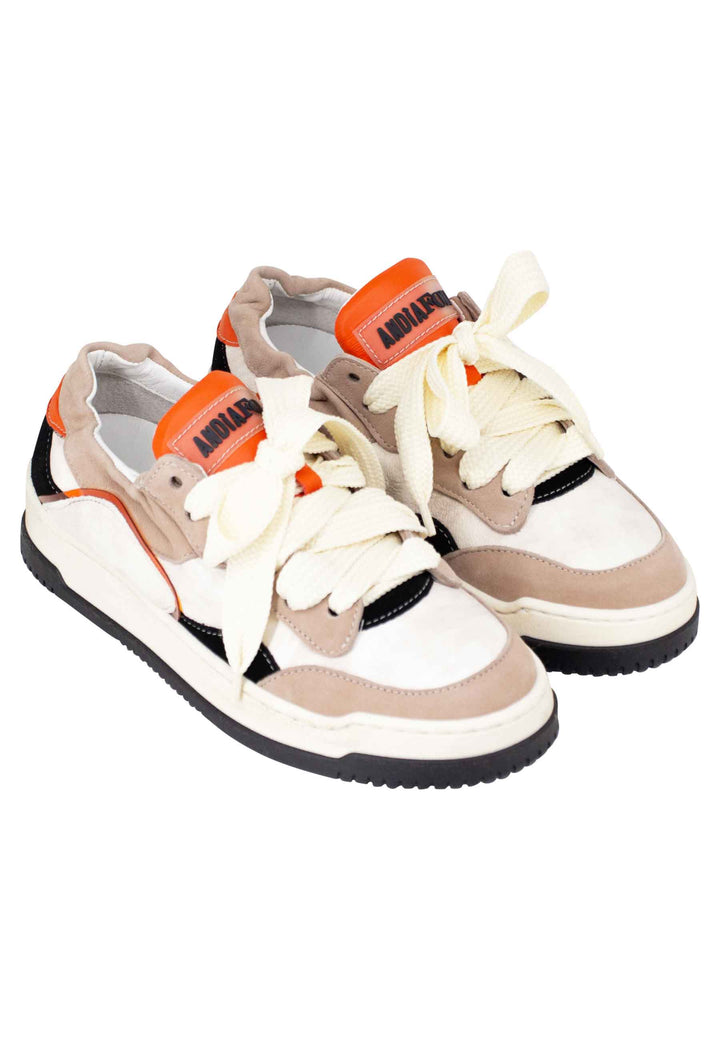 Spatarella Sneakers donna in pelle beige e taupe con fondo gomma I Più Venduti