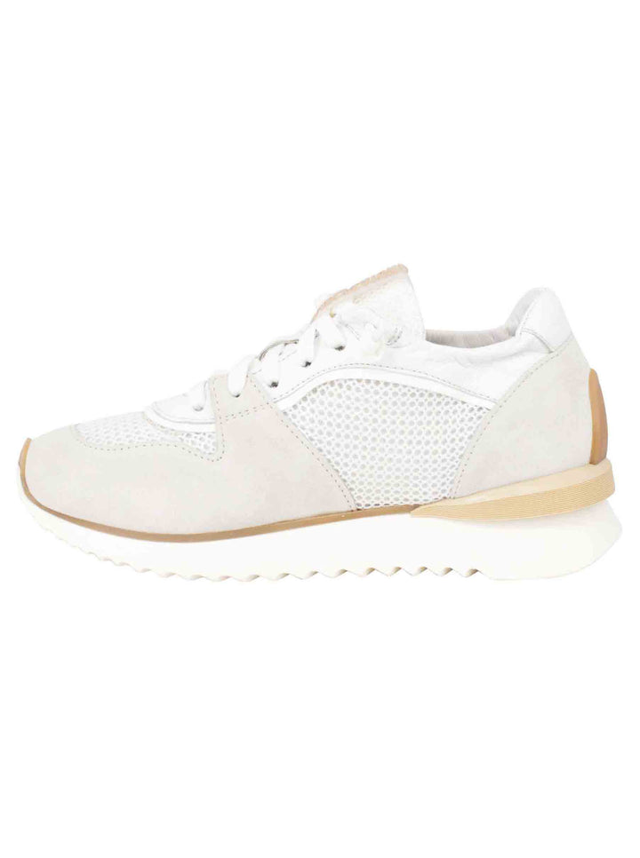 Spatarella Sneakers donna in pelle e tessuto bianco fondo running Vendite Flash
