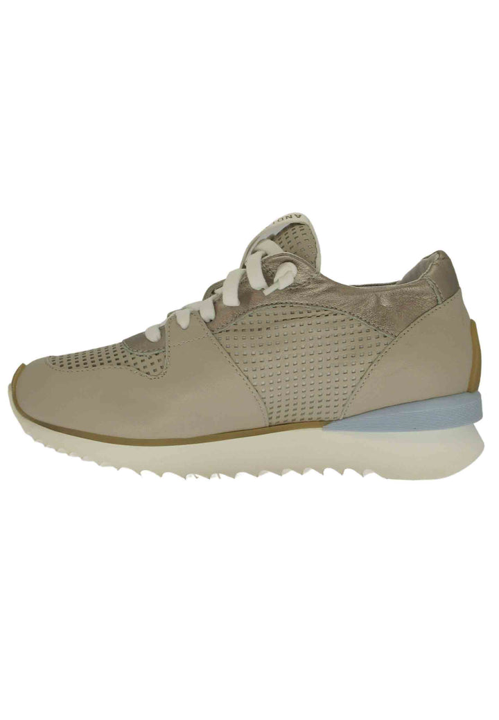 Spatarella Sneakers donna in pelle taupe con suola alta il gomma 2025