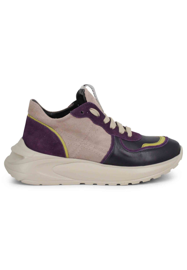 Spatarella Sneakers donna in pelle viola con suola in gomma Italy