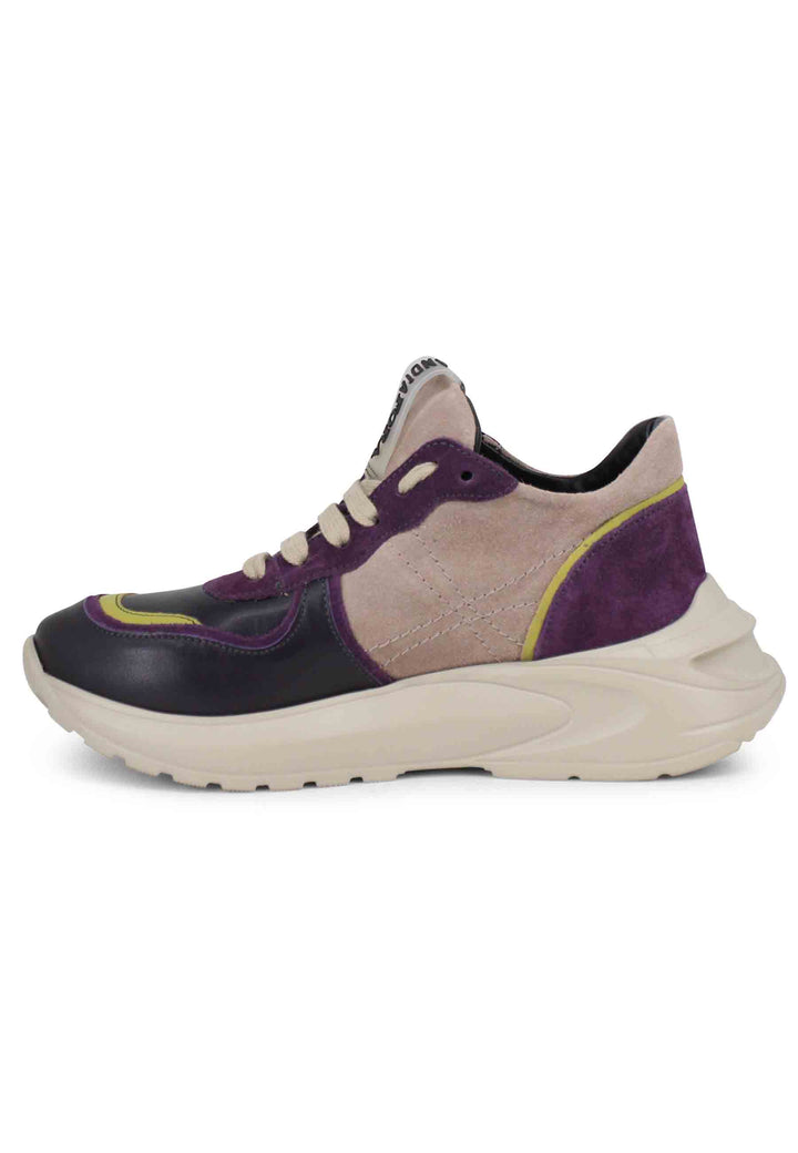 Spatarella Sneakers donna in pelle viola con suola in gomma Italy