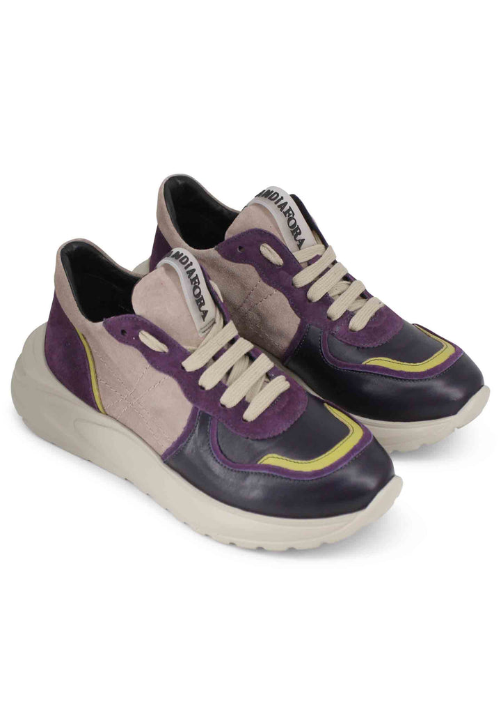 Spatarella Sneakers donna in pelle viola con suola in gomma Italy