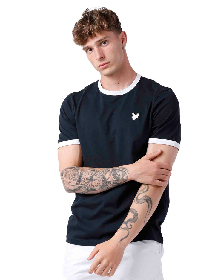 Spatarella T-shirt uomo in cotone blu Offerta
