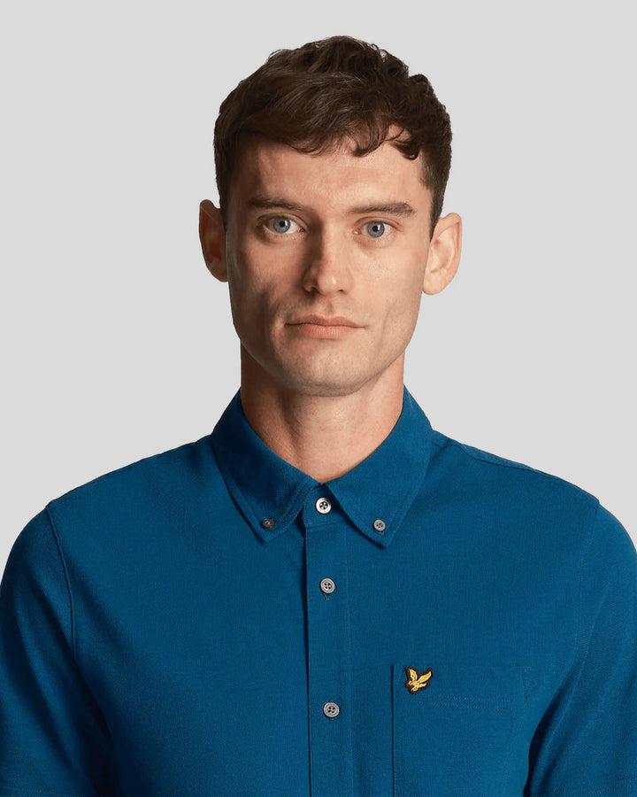 Spatarella Camicie uomo in tessuto piquet blu Outlet