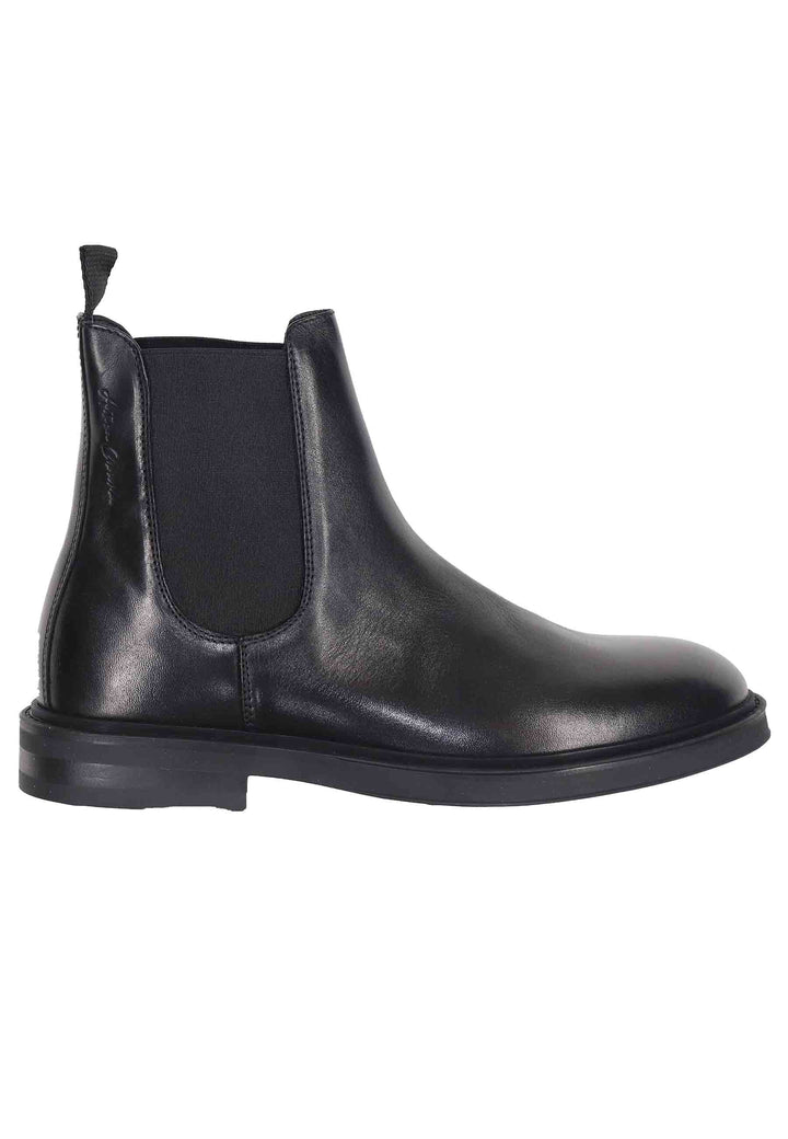 Spatarella Chelsea boots uomo in pelle nera con suola in gomma Vendita