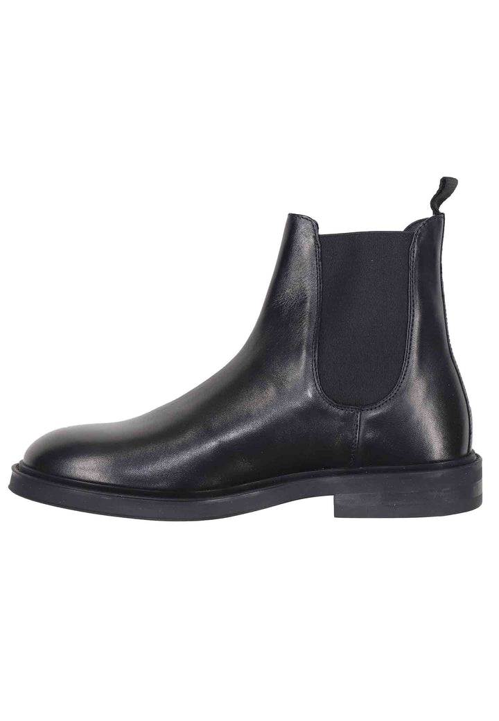 Spatarella Chelsea boots uomo in pelle nera con suola in gomma Vendita