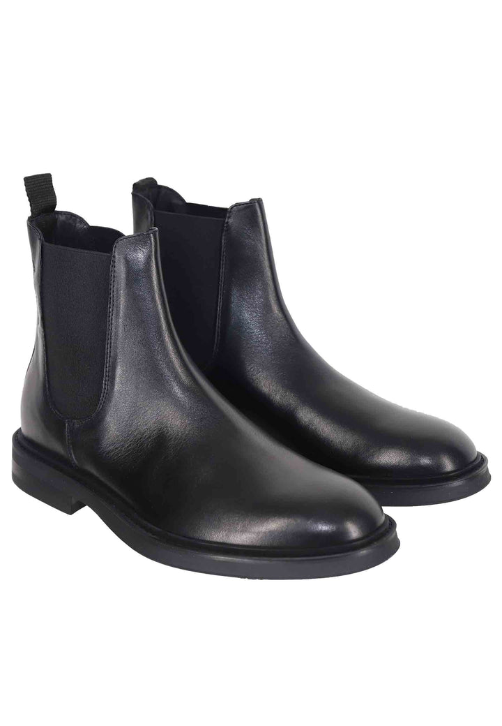 Spatarella Chelsea boots uomo in pelle nera con suola in gomma Vendita
