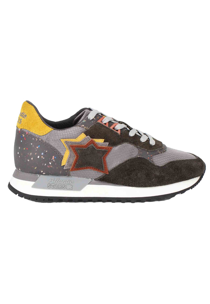 Spatarella Sneakers Draco uomo in pelle e tessuto grigio con stelle in tinta Offerta