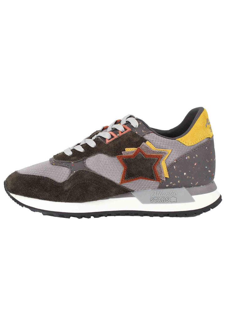 Spatarella Sneakers Draco uomo in pelle e tessuto grigio con stelle in tinta Offerta
