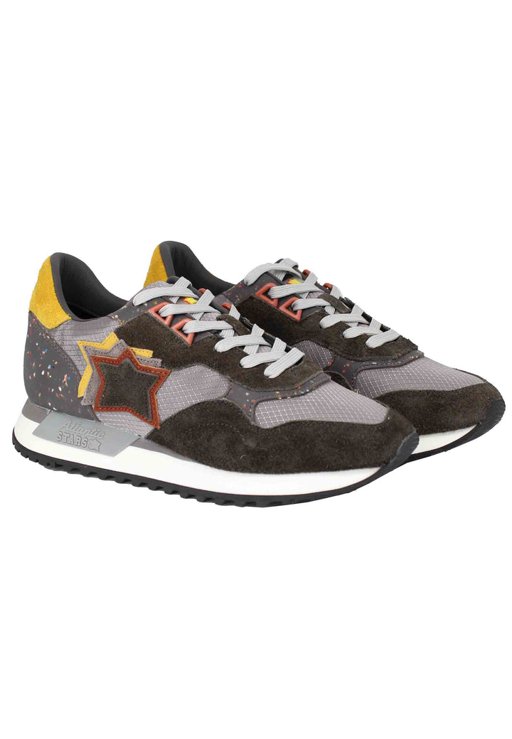 Spatarella Sneakers Draco uomo in pelle e tessuto grigio con stelle in tinta Offerta