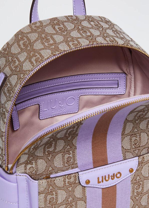 Spatarella Zaini donna jacquard in tessuto beige e marrone Moda