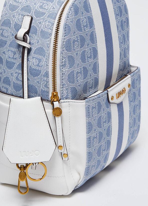 Spatarella Zaini donna jacquard in tessuto blu e bianco 2025