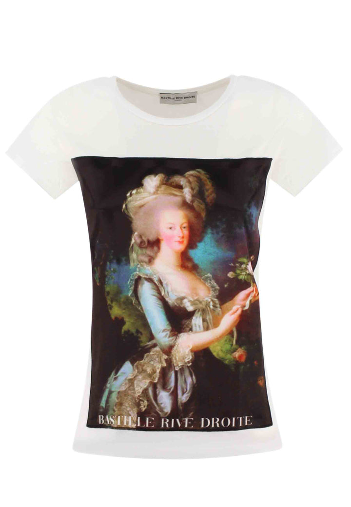 Spatarella T-shirt donna Icons in cotone bianco con stampa in seta Pezzi Unici