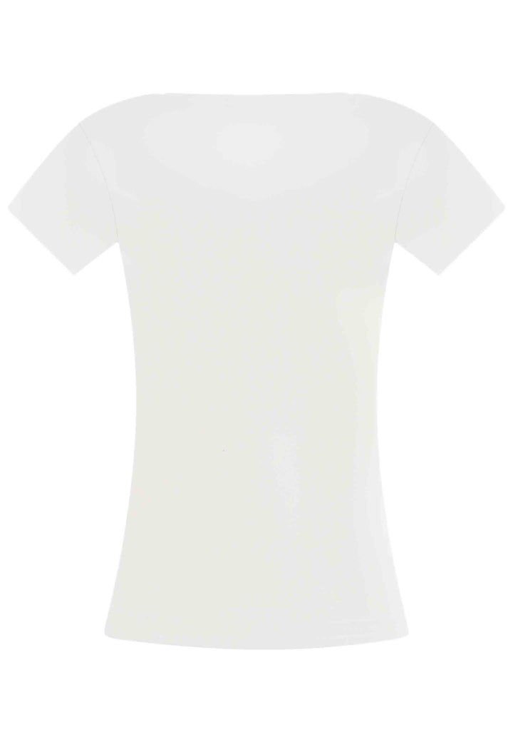Spatarella T-shirt donna Icons in cotone bianco con stampa in seta Pezzi Unici