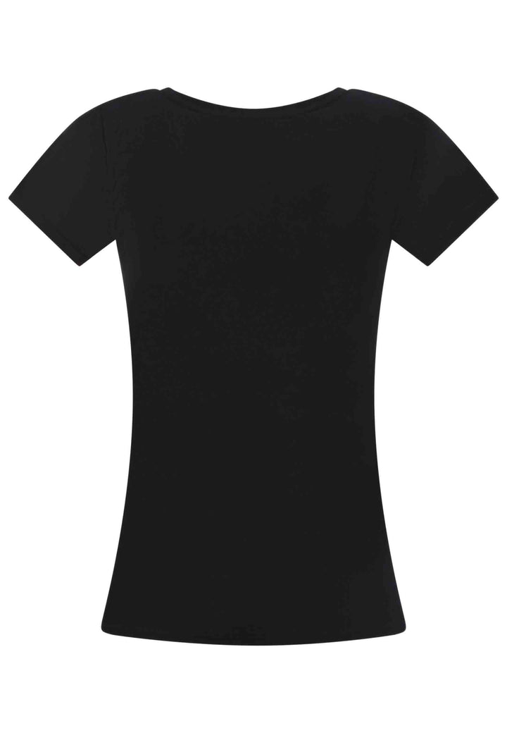 Spatarella T-shirt donna Icons in cotone nero con stampa in seta Qualità Garantita