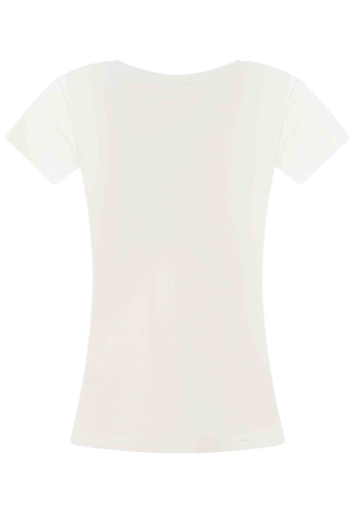 Spatarella T-shirt donna Savage in cotone bianco con stampa in seta Negozi Online
